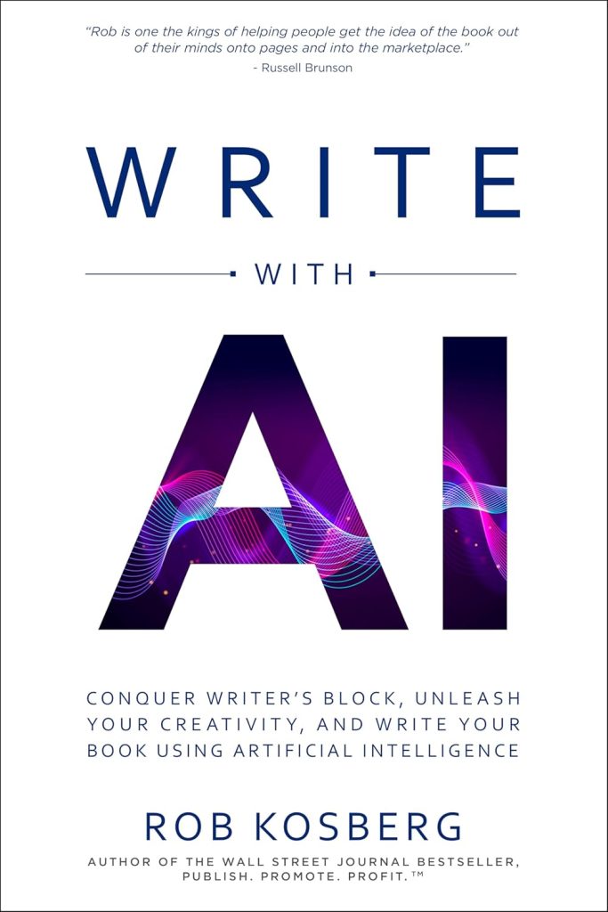 Write with AI: Author using laptop with virtual assistant overlay