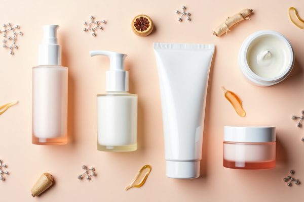 Top Korean collagen skincare products arranged on vanity table