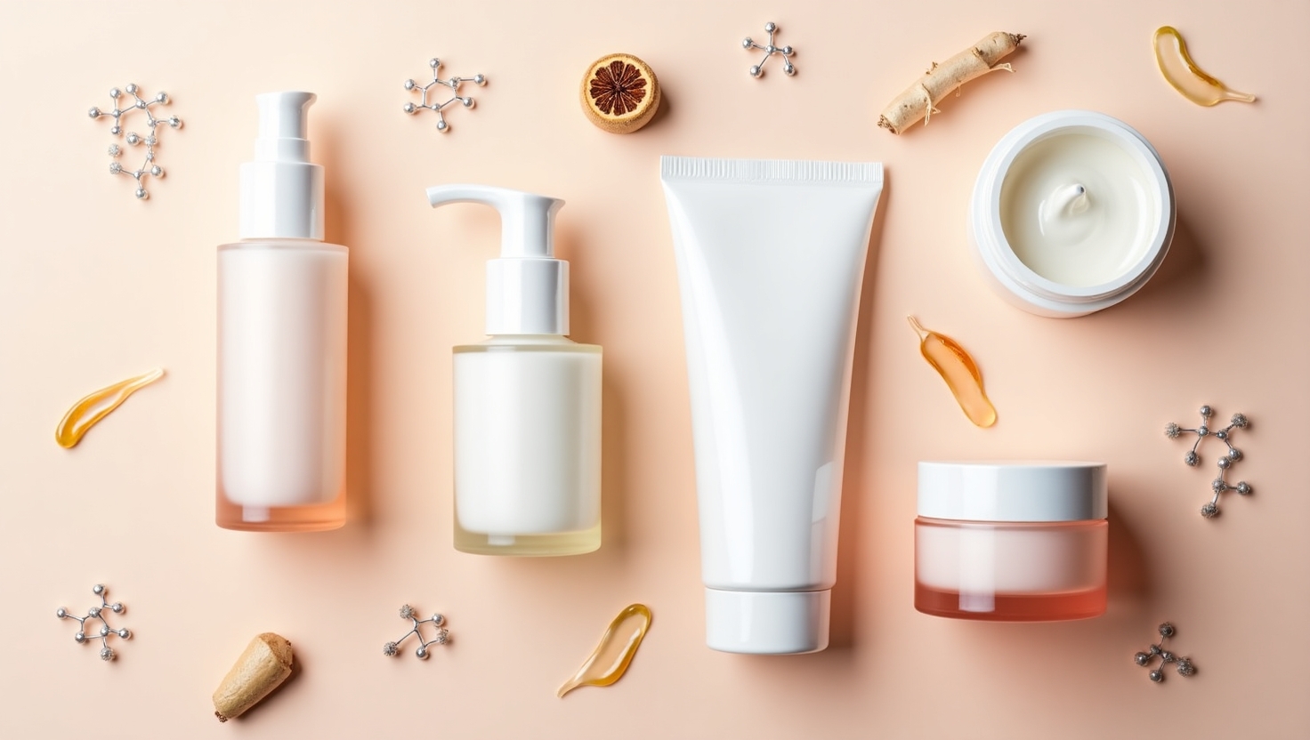 Top Korean collagen skincare products arranged on vanity table