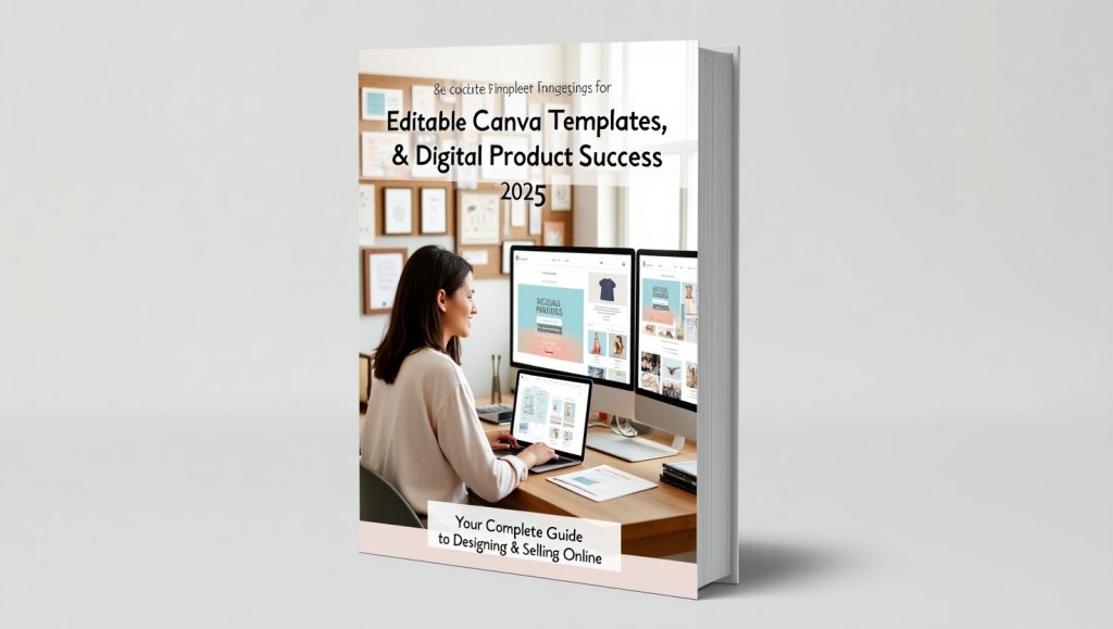 How to Make Editable Canva Templates & Package Digital Products to Sell Online in 2025 – flatlay of digital devices displaying customizable templates and mockups.